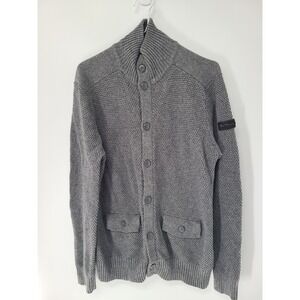 Academia Ben Sherman Men Fishermen Cardigan Sweater XL Gray Wool Blend Preppy